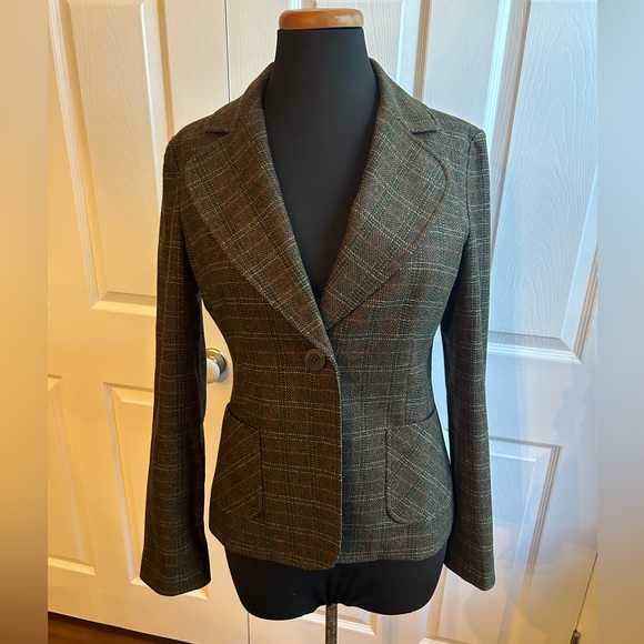 Vintage Y2K One-button tweed green women’s blazer - Halogen - Size M - Picture 3 of 5